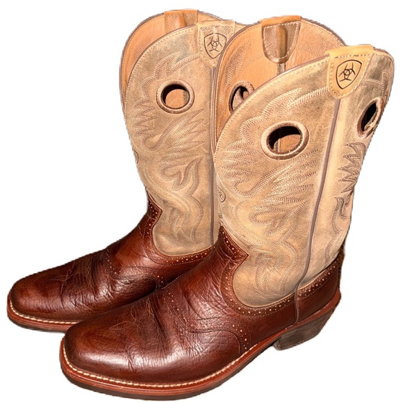 Ariat 11.5 Heritage Roughstock Square Toe 10002230 Western Cowboy Boots Brown - Picture 1 of 9